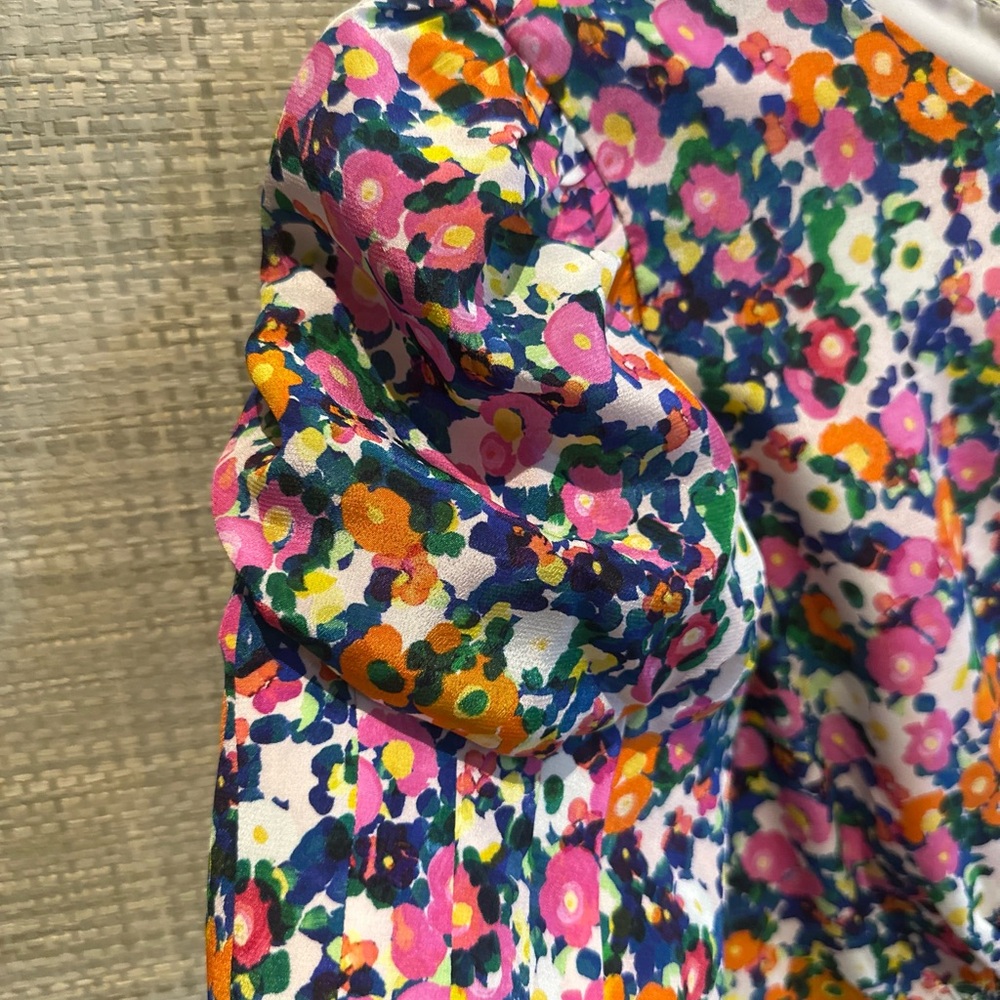 SALONI Pink and Red Puff Sleeve Midi Dress - Picture 9 of 10